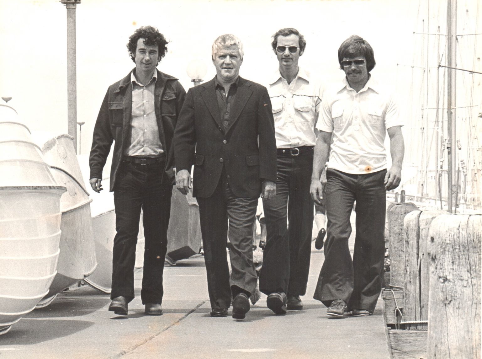 Kiwi yacht designers walk to meeting 1978