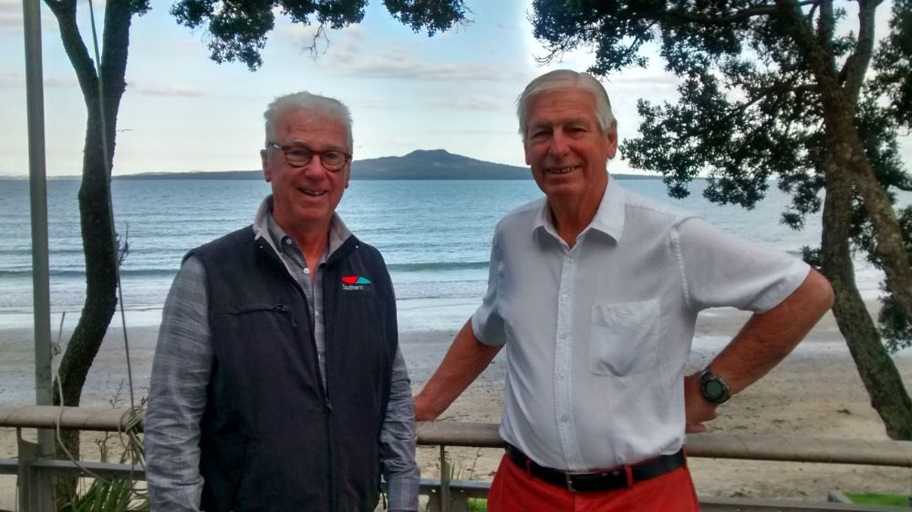 Ron Holland and Ralph at Takapuna Boating Club, New Zealand