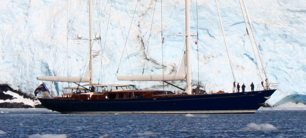 Alaskan iceberg creates ack drop for sailing yacht Christopher