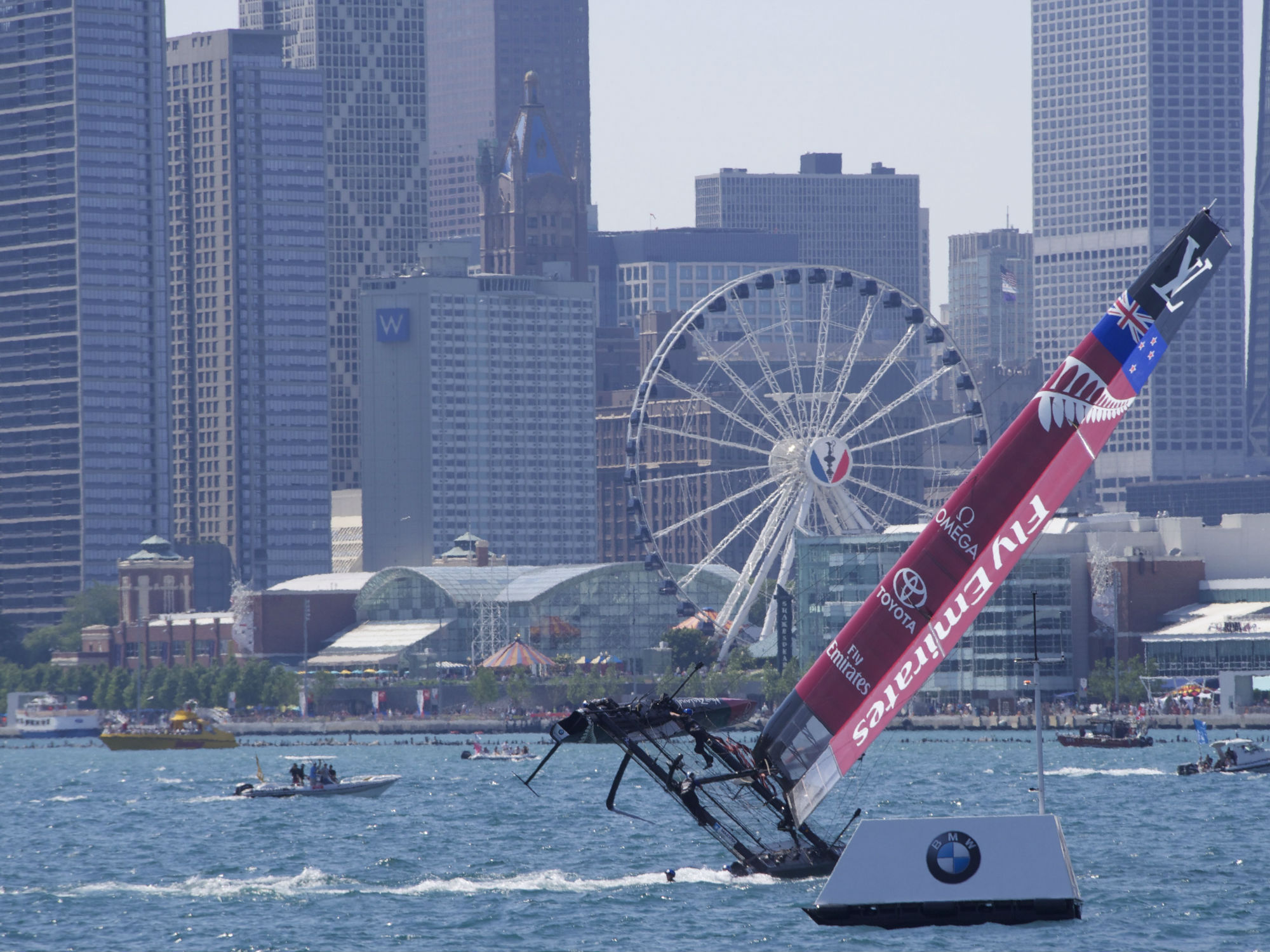 Catamaran tipping at America's Cup Chicago June 2016