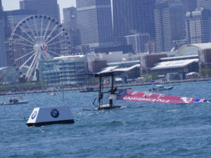 Catamaran capsized at Americas Cup race Chicago