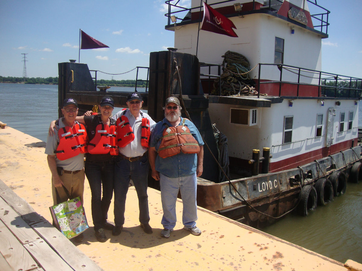 Ron Holland and friends ready for a Ohio River tour by Tug Boat