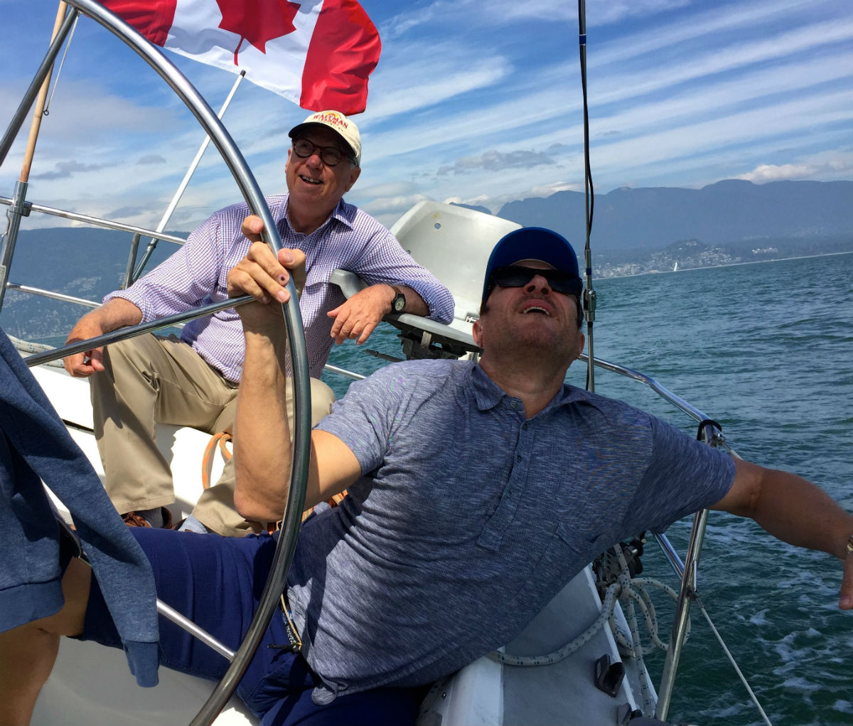 Simon Le Bon and Ron Holland sailing in Vancouver