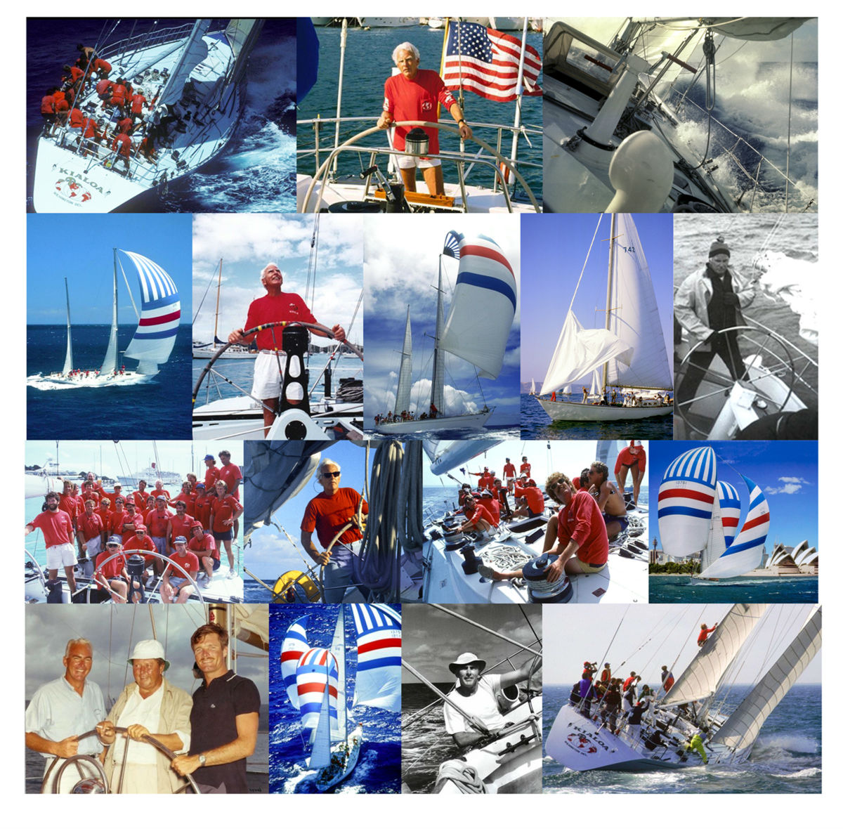 Photo collage memories of Jim Kilroy and yacht Kialoa