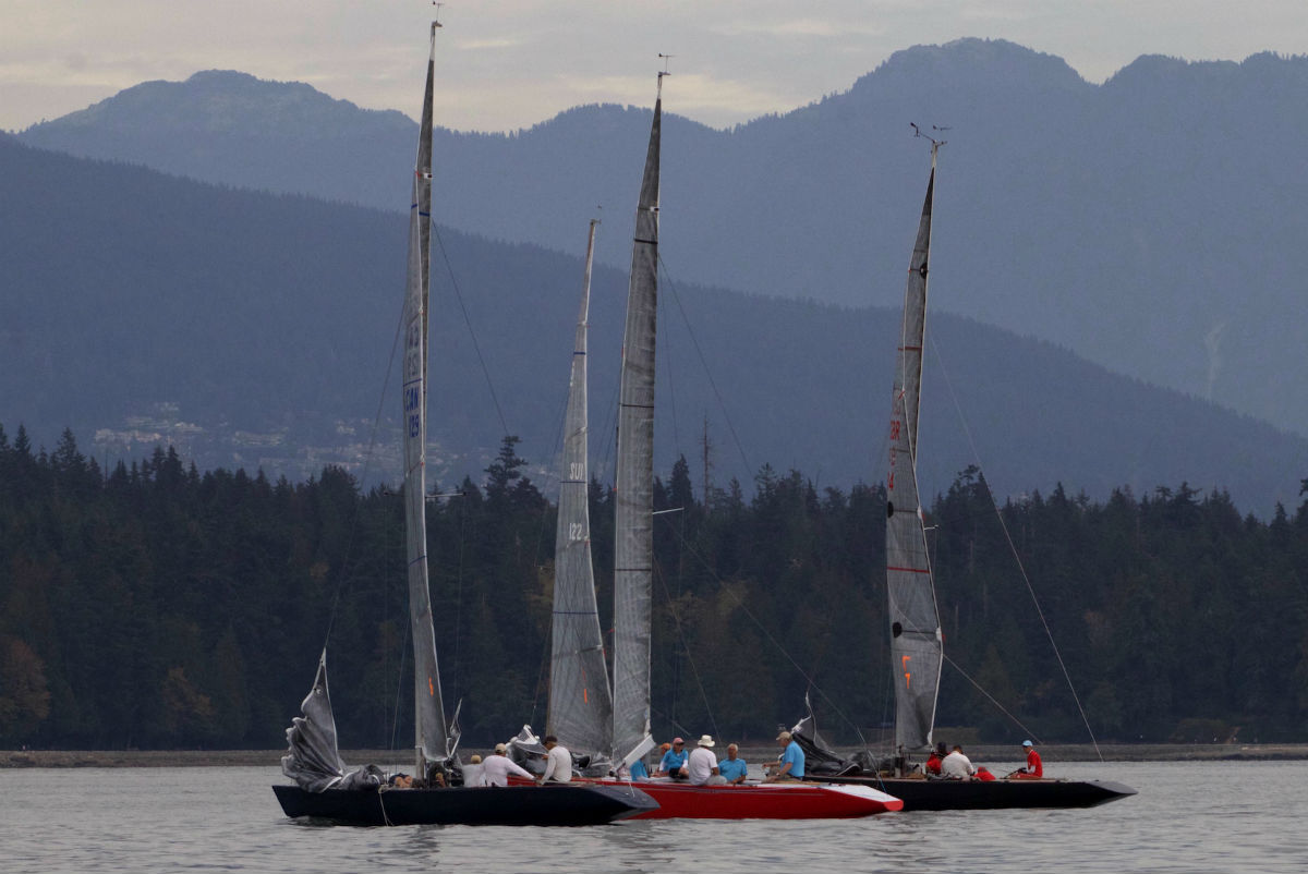 Nuvolari with other 6 Metre sailing vessels in harbour Vancouver BC Canada