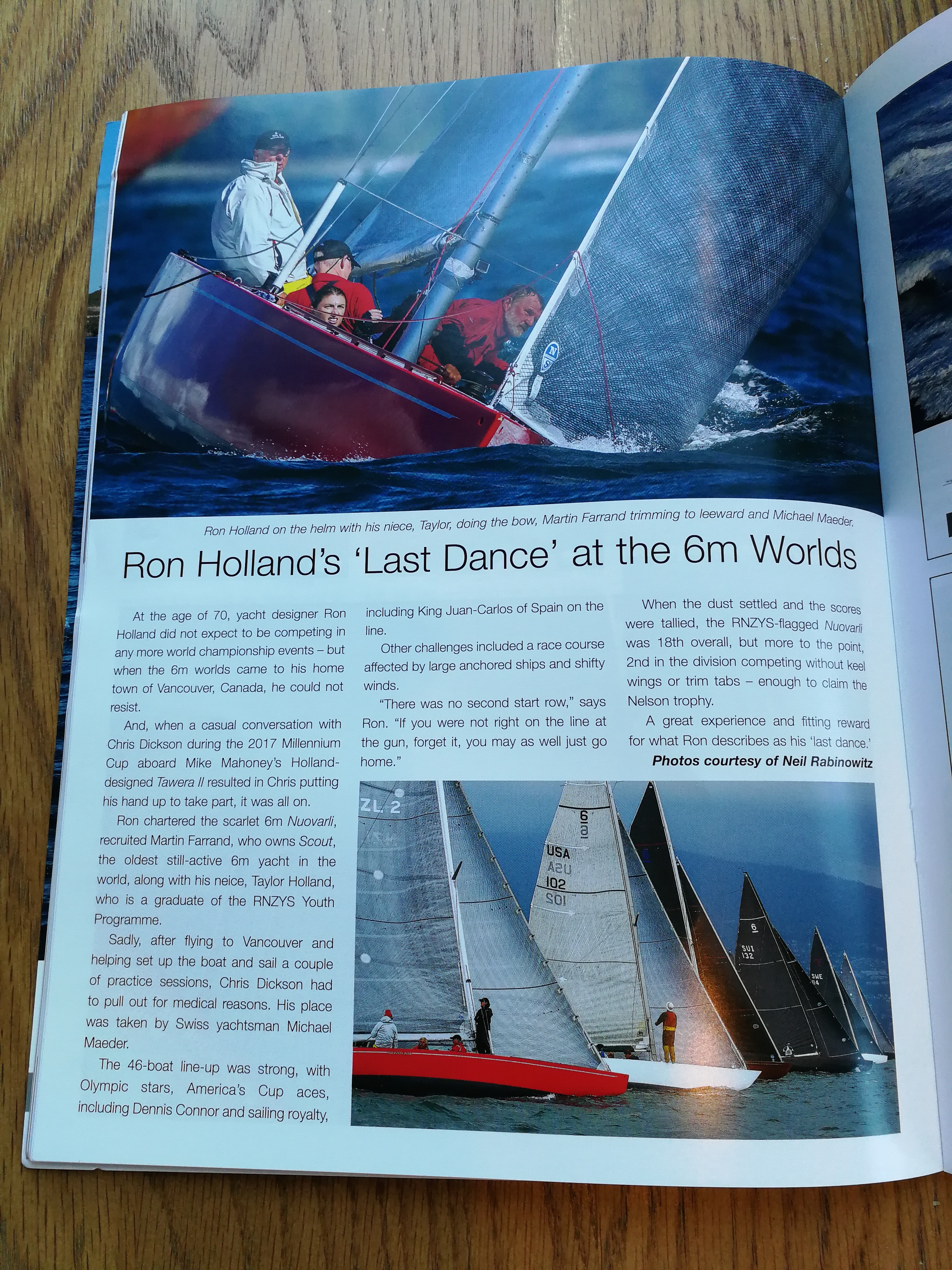 Royal New Zealand Yacht Squadron publication Breeze Magazine features Ron Holland at 6 Metre Worlds, photos and story