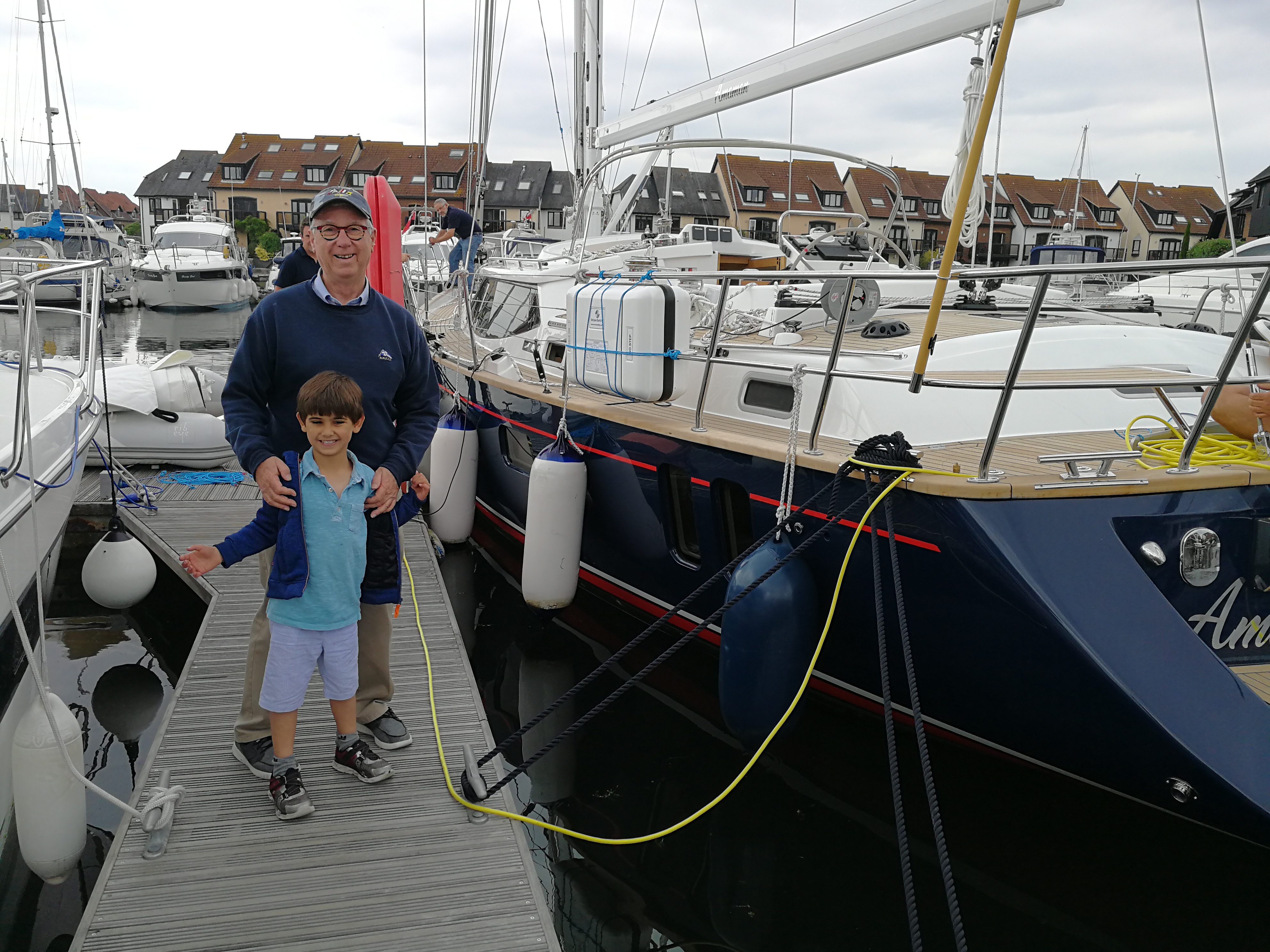 At Discovery Yachts boat yard Southampton UK, Ron Holland and Chayten Anand are checking out the ships