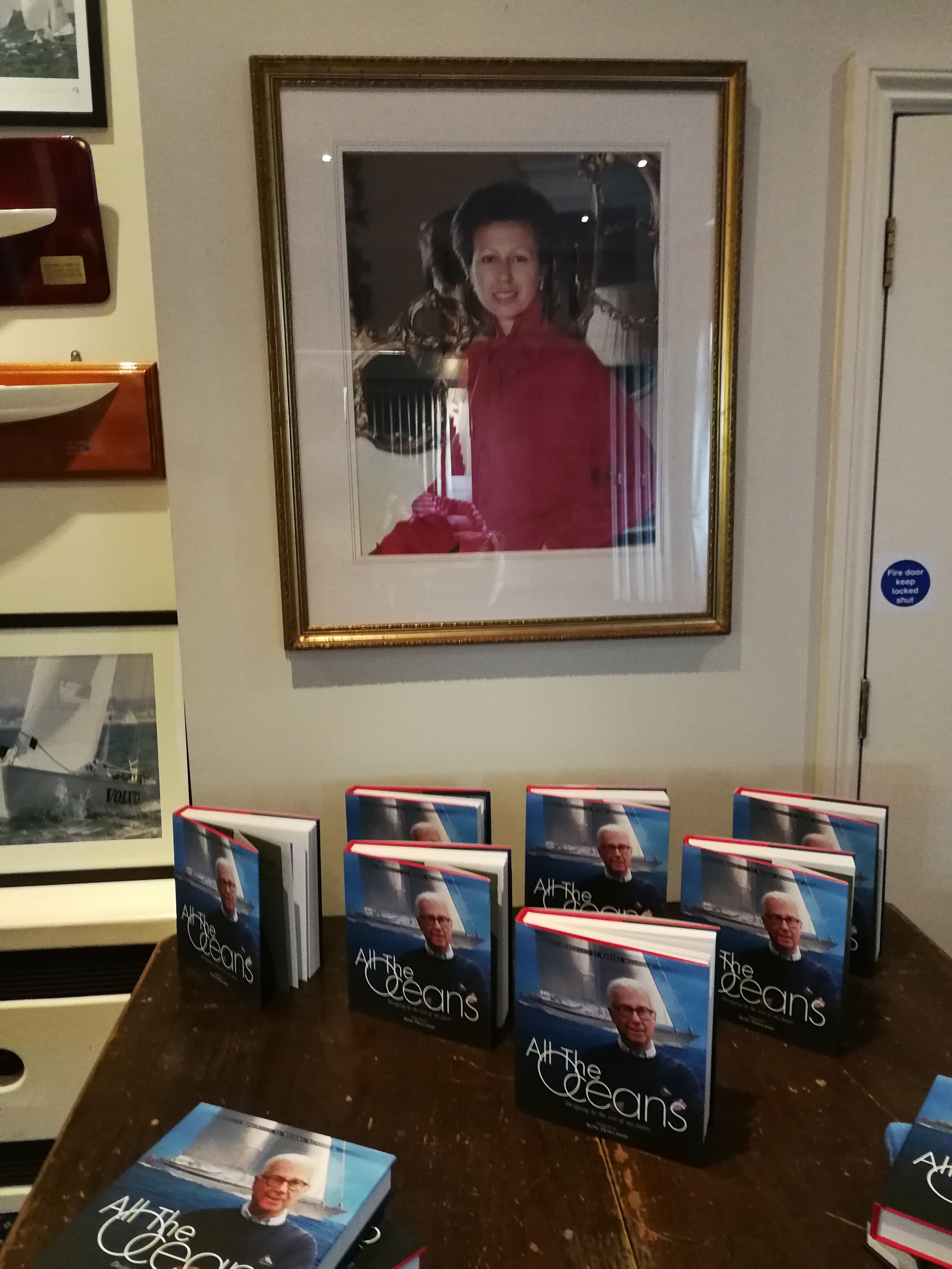 Ron Holland's memoir "All The Oceans" on display at Royal Ocean Racing Club Cowes, Isle of Wight UK