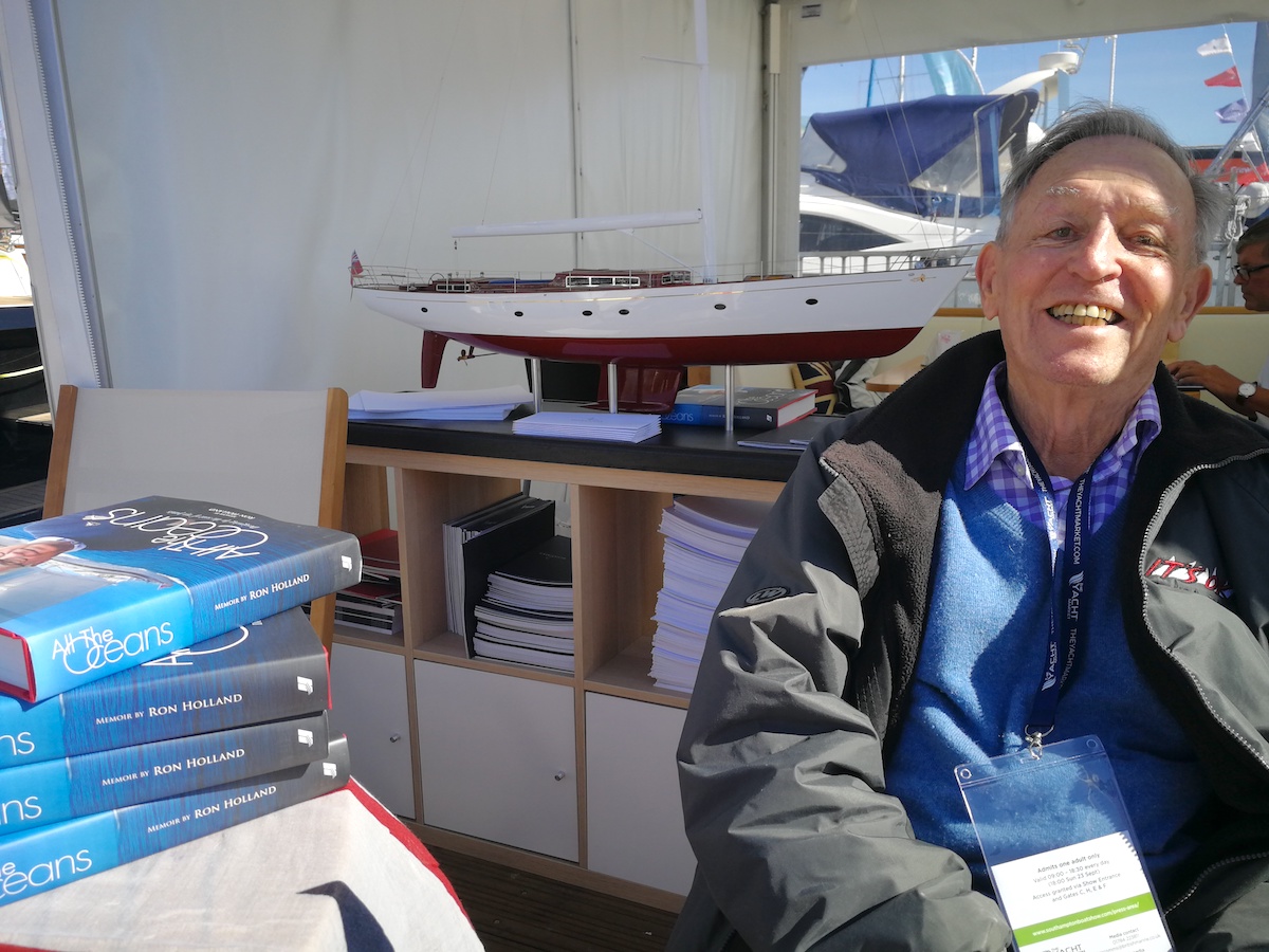 Bob Fisher is helping sell All The Oceans books at Southampton Boat Show