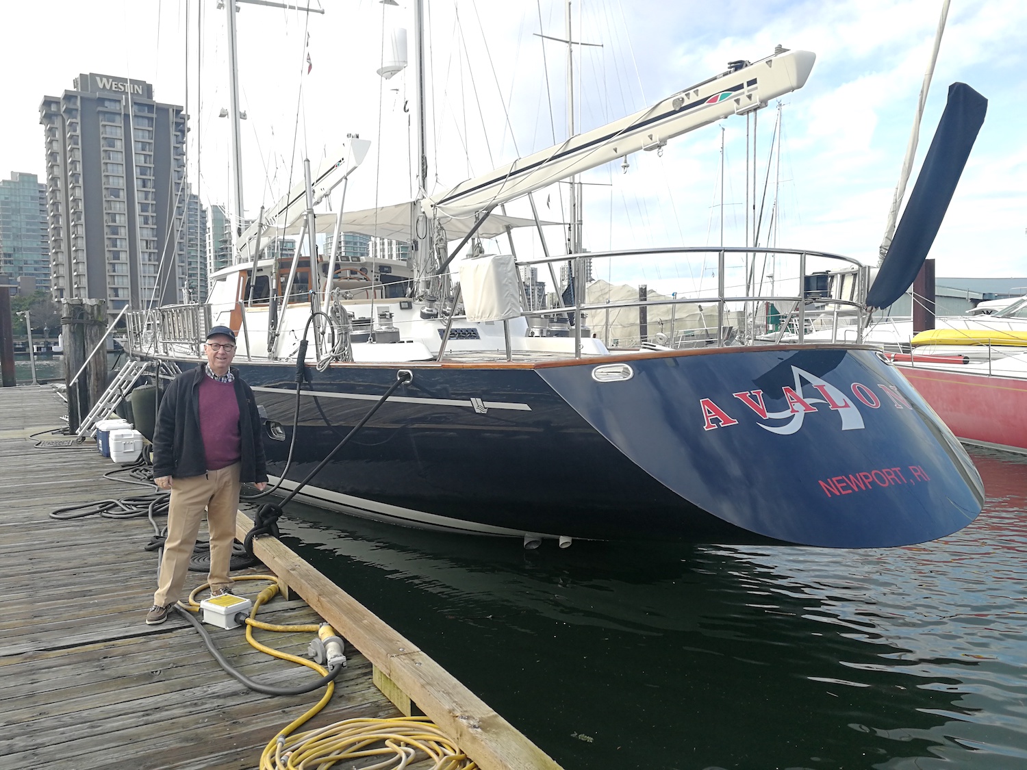Ron Holland is dock side with sailing yacht "Avalon" in Vancouver BC Canada