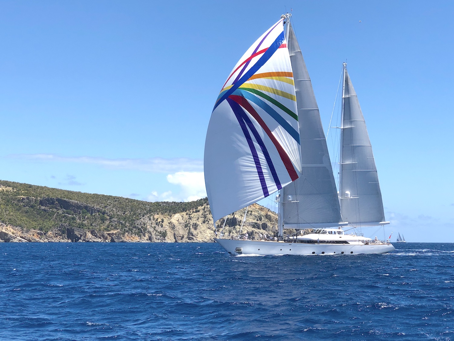 Ron Holland Design, Sailing Yacht Rosehearty doing warm up at St Barths Bucket 2019