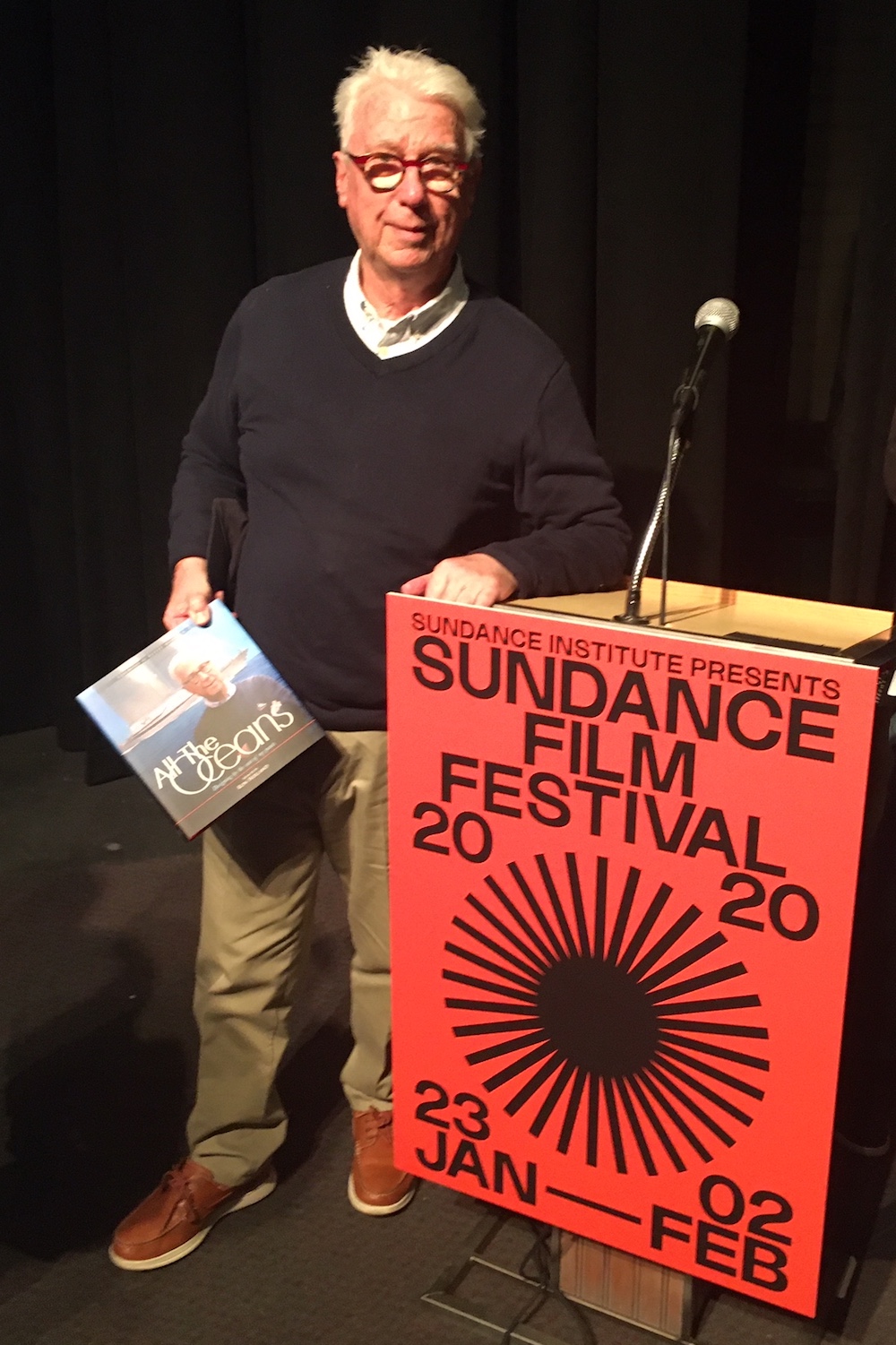 Ron Holland at Sundance Film Festival with his book All The Oceans