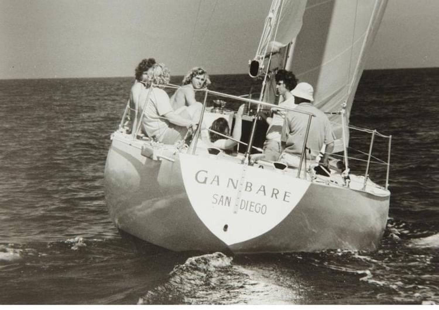 sailing yacht Gambare designed by Ron Holland racing off Porto Cervo, Italy 1973