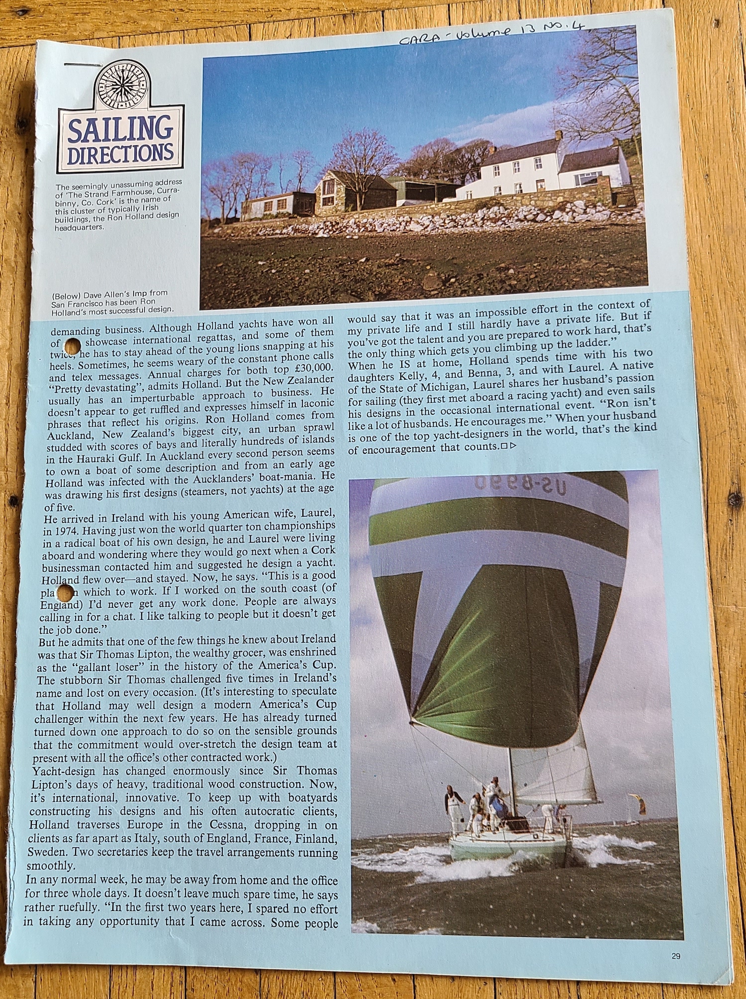 IOR and Admirals Cup news story about Ron Holland Design, Cork Ireland