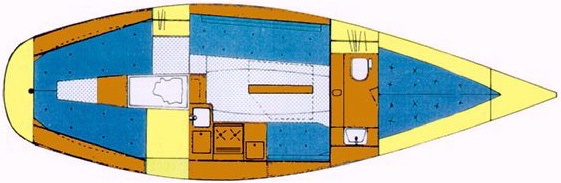 The layout of the Omega 30 yacht